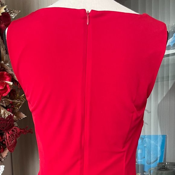 Ellen Tracy-Simple Yet Class Fire Engine Red Dress - Picture 10 of 11